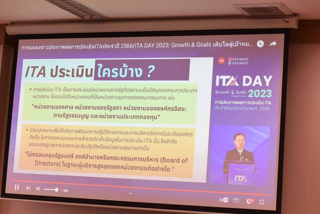 ?พช.ราชบุรี ร่วมรับฟังการแถลงข่าวประกาศผลการประเมินคุณธรรมและความโปร่งใสในการดำเนินการของหน่วยงานภาครัฐ(IntegrityandTransparency Assessment: ITA) ประจำปีงบประมาณ พ.ศ. 2566